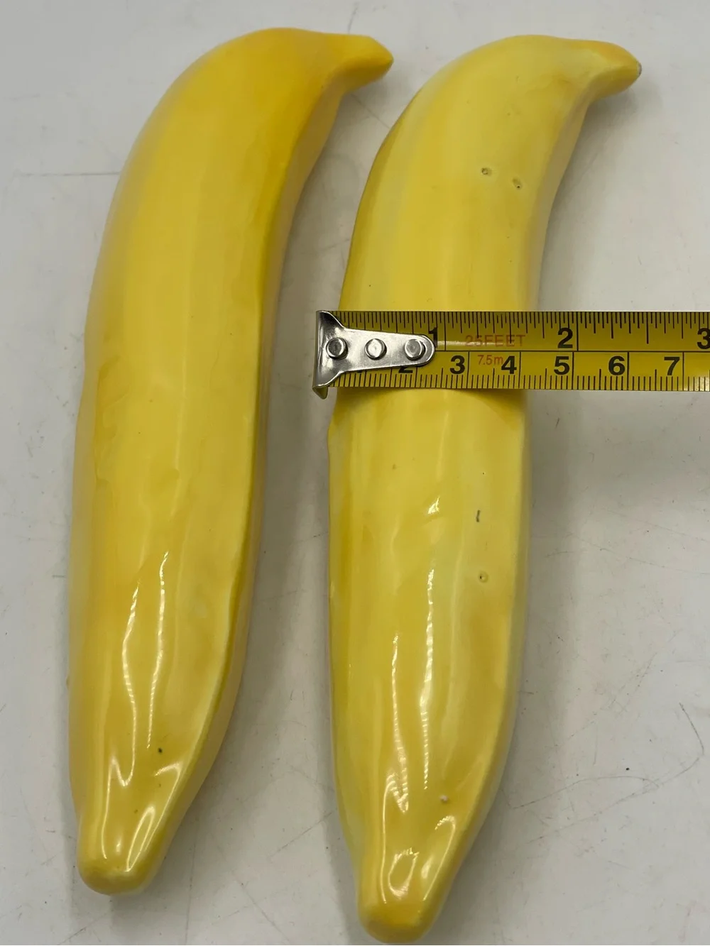 Mid Century Modern Murano Style Handblown Art Glass: 2 Faux Fruit Yellow Bananas